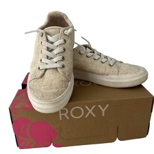 ROXY Girls Size 4 Tan Sand Rae Canvas Sneakers Slip On Shoes