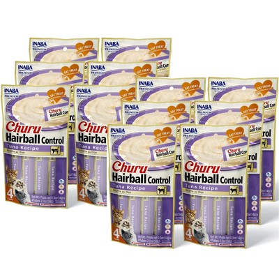 INABA Churu for Cats, Functional, Creamy Lickable Purée Cat Treat for Hairbal...