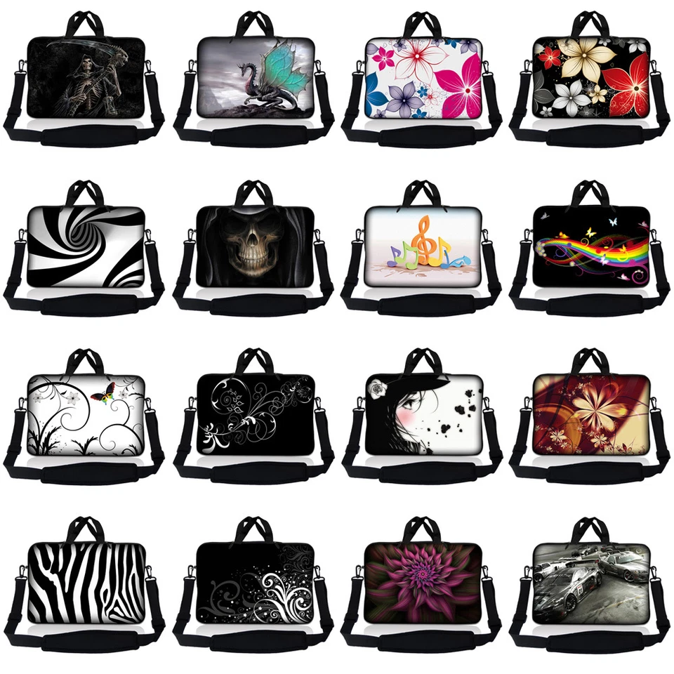 Laptop Neoprene Bag Case Sleeve With Shoulder Strap Fits 10 inch to 17.4 inch - Image 2 of 4
