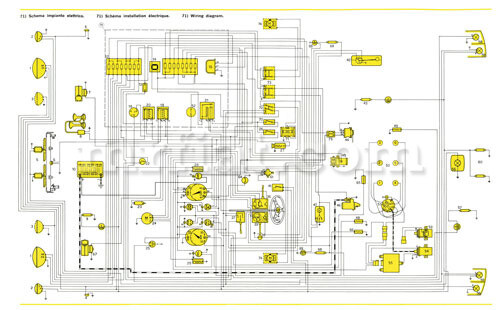 Ferrari Dino 246 GT GTS E Series Wiring Diagram 59x84 cm New
