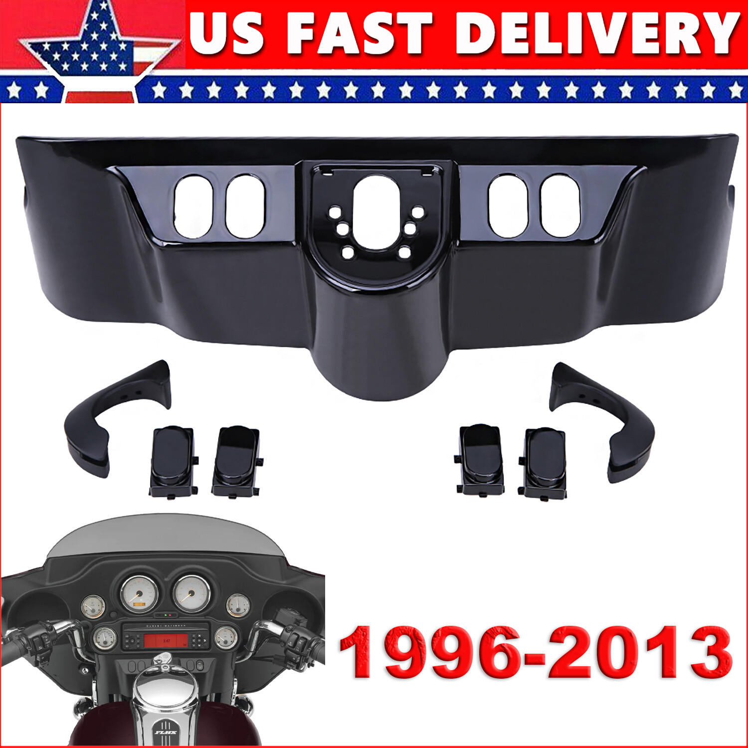 S-0171専用9312 Vivid Black Inner Fairing Cover Switch Cap Kit For Harley Electra