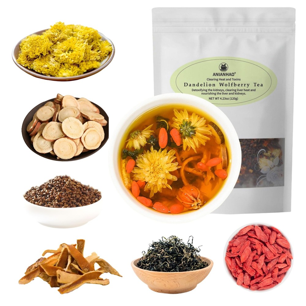 Dandelion Wolfberry Tea, Kidneys & Liver Herbal Blend for Detox & Wellness 1 Bag