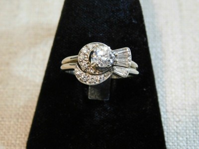 2.20Ct 14K White Gold MidCentury Round Lab Created Diamond Wedding Surprise Ring