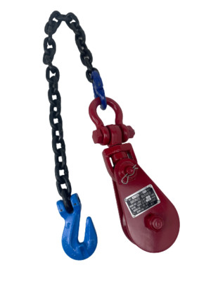 AutoHauler Supply 4 ton Snatch Block with Shackle and 30 inch G100 Chain and Cra