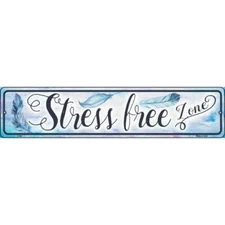 Stress Free Zone Novelty 24"x5" metal street sign plaque Home Door Garage Wall