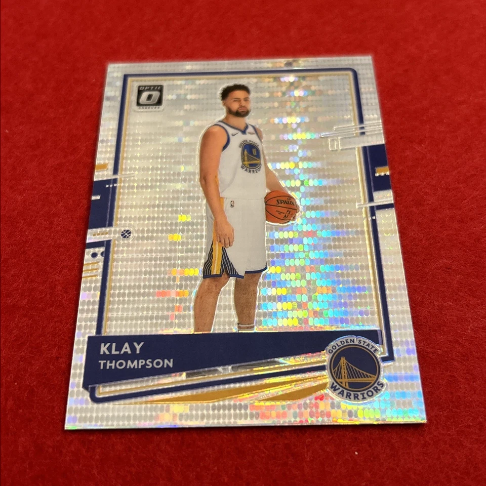 Klay Thompson 2019-20 Optic #18 Fanatics Silver Wave y 2020-21 Optic #49 Hyper Foto 4 de 4