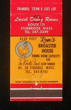 1960s Rom's Broaster House Chicken Rom's Italian Cuisine Sturbridge Fiskdale MA