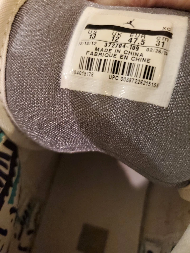 Zapatos de baloncesto Nike Jordan 1 Flight para hombre talla 13 blancos/grises fríos/nuevos esmeralda Foto 4 de 4