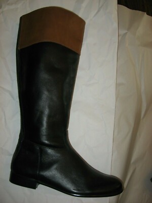 Corso Como,LEATHER Riding Boots,Black Saddle Brown ,Zipper,Low M 