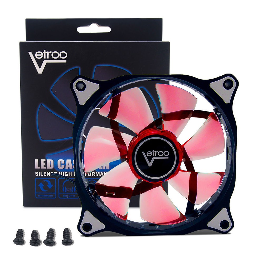 120mm RED Vetroo LED Gaming PC Case Cooling Fan Sleeve Bearing CPU ...
