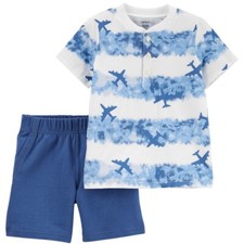 Carter's Boys' 6M Tee Shorts 2 Piece Playwear Set Blue White 6M