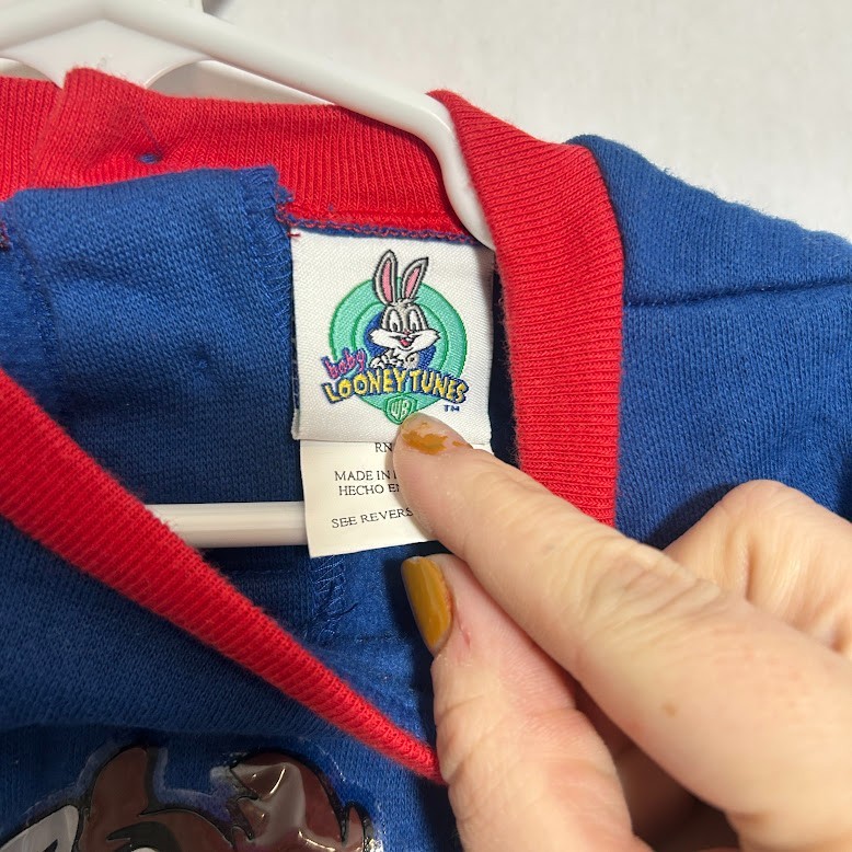 VTG 90s Baby Looney Tunes Sweatshirt Infant 0-6 Months Bugs Bunny Taz Best Buds