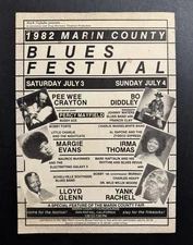 BO DIDDLEY IRMA THOMAS PEE WEE CRAYTON Original 1982 Marin Blues Festival Poster