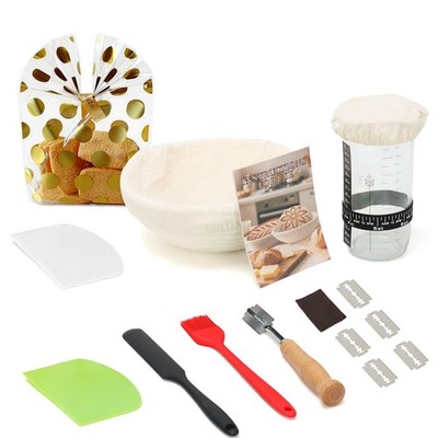Sourdough Starter Kit Includes Round and Oval Proofing Baskets, Bread Hoops, ...