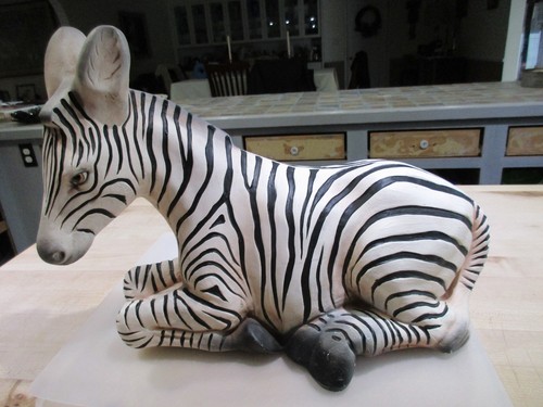 Vintage Zebra Mid Century  Chalkware 11” tall X 16” Long 