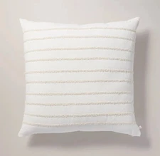 26"x26" Tufted Rib Stripe Euro Bed Pillow Cream/Natural - Hearth & Hand NEW