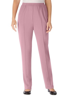Woman Within Plus Size Knit Hassle-Free Pull-On Elastic-Waist Pants