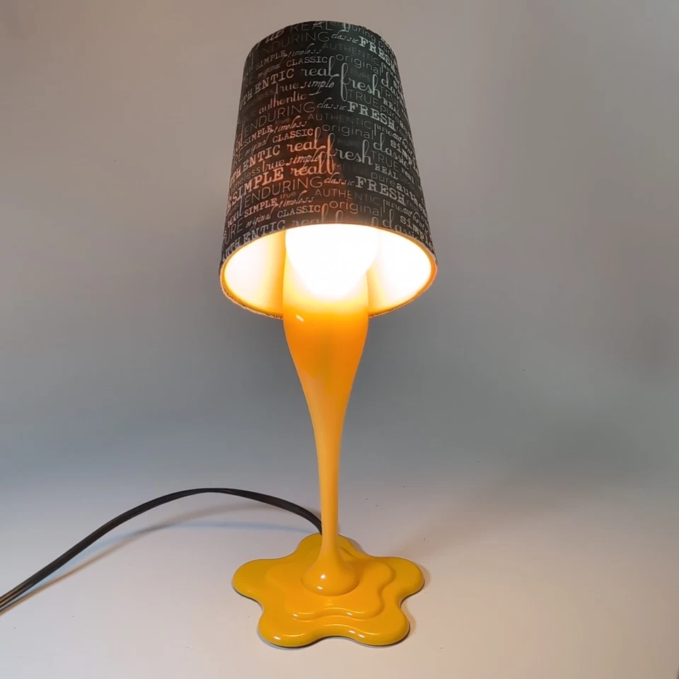 LumiSource Woopsy Lamp Yellow Paint Spill Retro Pop Art MCM Plastic - Read - Image 4 of 4