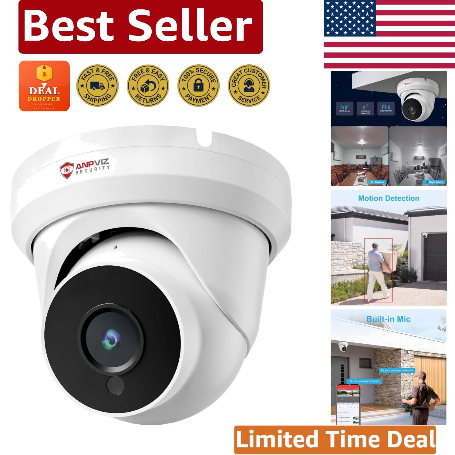 Advanced 4MP PoE Camera with Night Vision & Microphone for Indoor/Outdoor Use