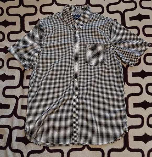Men Fred Perry Shirt Brown Cotton 38