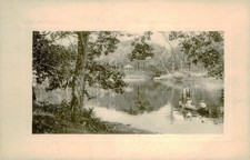 Canoe on Lake with Gazebo, c1910, New Britain, Connecticut