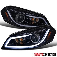 Fit 2006-2013 Chevy Impala Black Smoke LED Tube Projector Headlights Headlamps