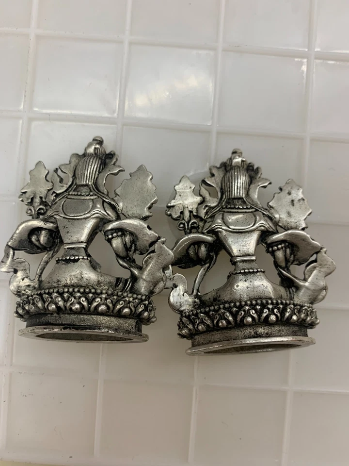 Чудесные тибетские серебряные статуэтки ручной работы *зеленая Тара Бодхисаттва* 2 шт. - Изображение 4 из 4