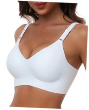 Comfortable Seamless Full Coverage Bra for Women Wireless Bras X-Large White