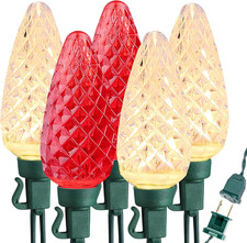Red  Warm White C9 Christmas Lights, 33Ft 50 LED Faceted Outdoor Chris