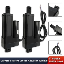 Pair 2" Stroke Silent Linear Actuator 330lbs (1500N) Load Capacity 10mm/s Black