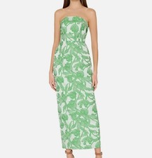 MILLY Womens' Green Tulip Jacquard Strapless Dress Size 8