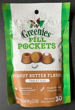 Greenies Pill Pockets for Dogs Tablet Size Peanut Butter Flavor 30ct BB 6/29/26
