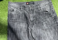 Vintage Y2K Southpole Black Tab Black Gray Baggy Wide-Leg Jeans Men 36x30 Skater
