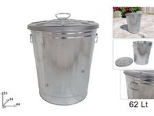 Bidone Pattumiera in Metallo Zincato con Coperchio 62 Litri
