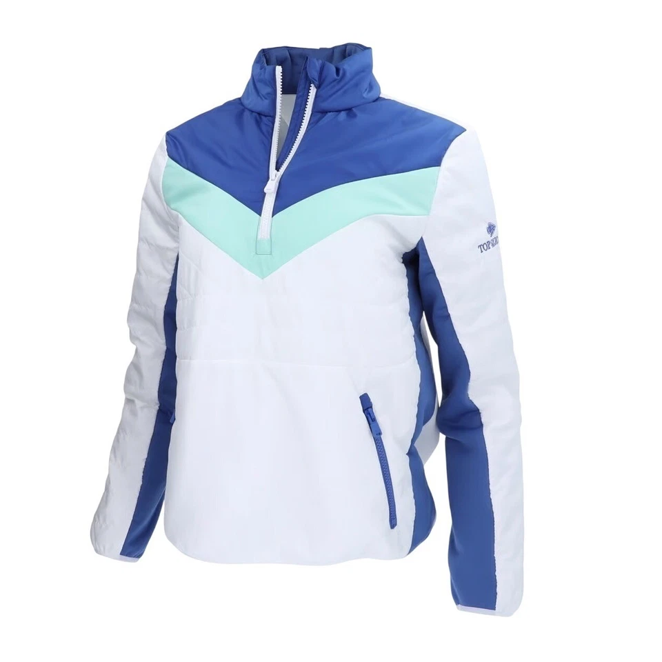 Chaqueta Pullover de Golf RLX Ralph Lauren Para Mujer Blanco Azul Cuarto Cremallera Nueva con Etiquetas Foto 2 de 4