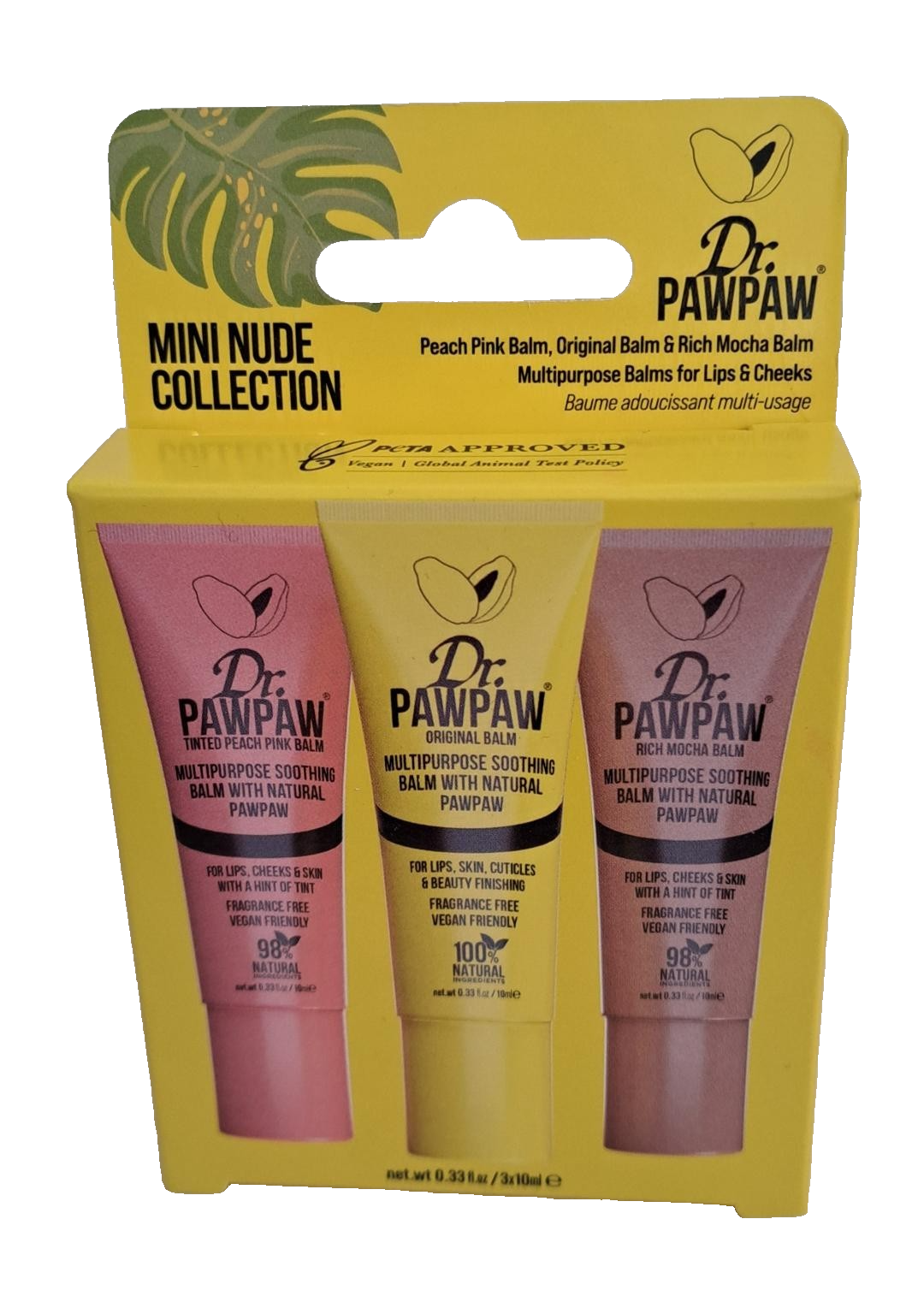 Dr Paw Paw Lip Balm Mini Nude Original, Peach Pink, Rich Mocha 3 x 10ml