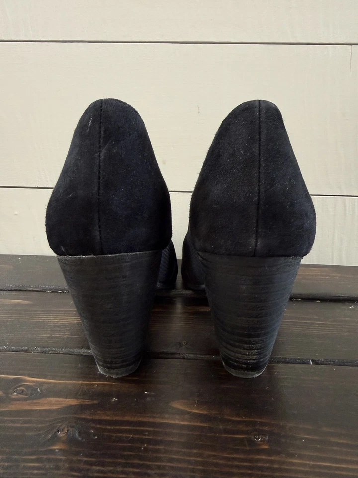 Eileen Fisher Hilly Wedge Suede D'orsay Pump Size 7 US Black Shoes Heel - Image 4 of 4