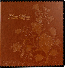 Photo Album Book, Family Album Self Adhesive Scrapbook, Leather Cover, Holds 3X5