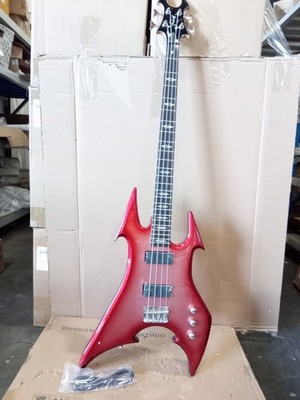 Open Box Red Burst Warlock Style Electric Bass Guitar 4-String Metal Shape Fojil