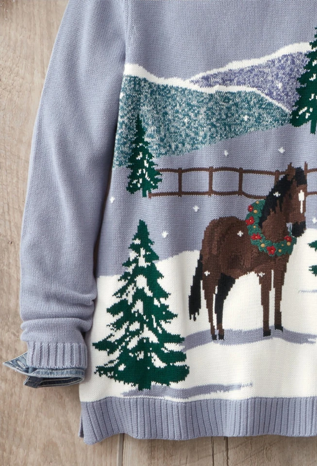 Suéter Coldwater Creek Woodland Trot color azul polvoriento multi Foto 3 de 4