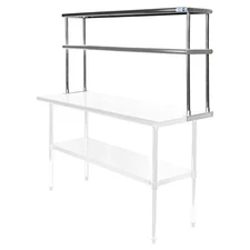 Commercial Stainless Steel Kitchen Prep Table Wide Double Overshelf - 12" x 60"