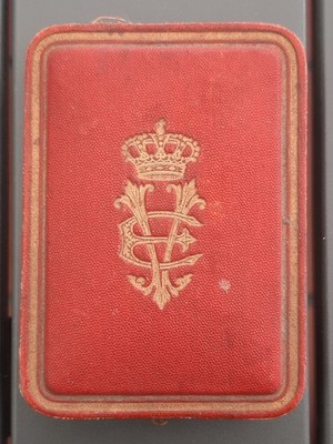 Schachtel Schatulle alt Orden der Krone von Italien Wappen König Viktor Emmanuel