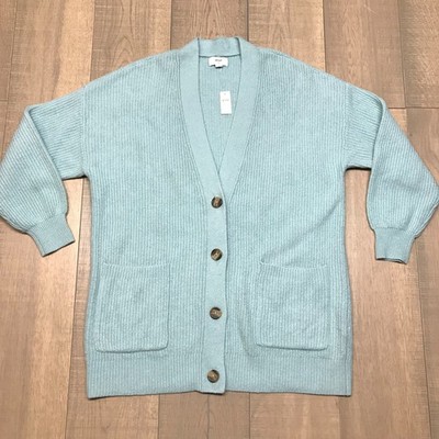 Aerie AEO Cardigan Sweater Womens Size S Green Oversized Button Spring Pockets