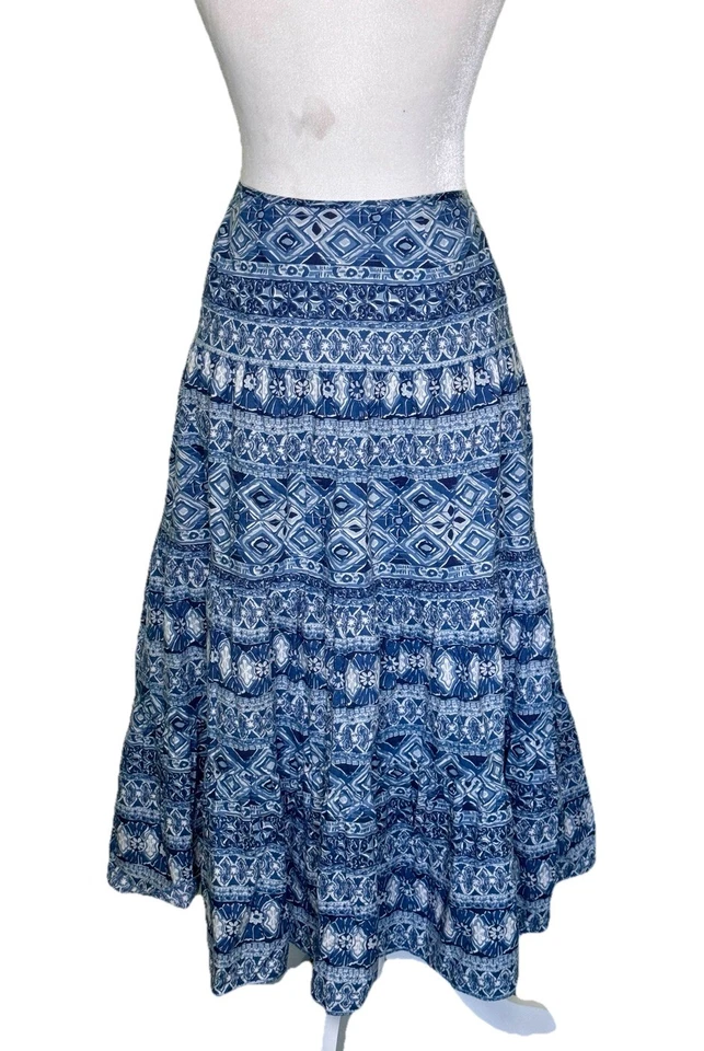 Maxi Falda Campesina Chaps Denim Para Mujer Boho Hippie Gitana En Niveles Cottagecore Talla 6 Foto 2 de 4