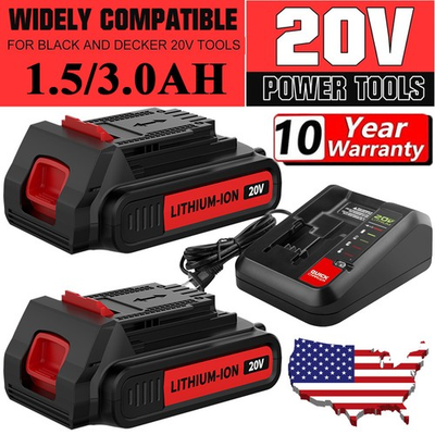 #ad 20V 3.0Ah For Black and Decker LBXR20 LB20 20 Volt MAX Lithium Battery Charger $13.99