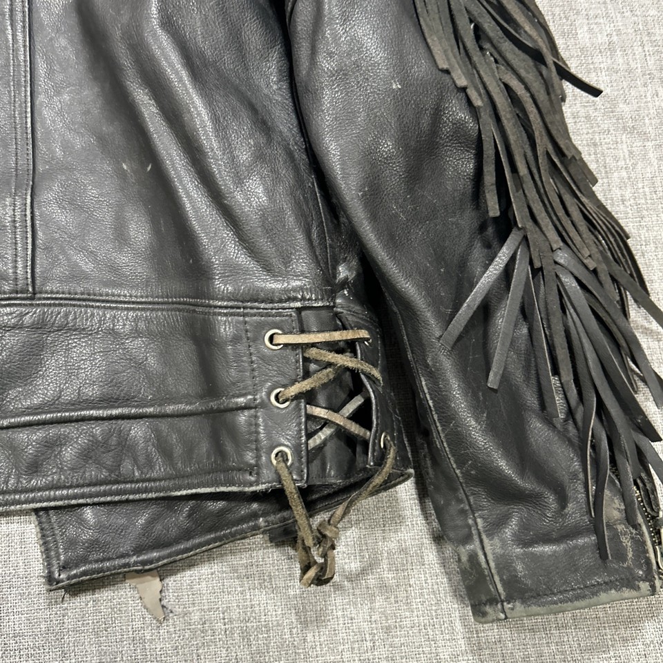 Harley Davidson Border Hawk Jacket Size Medium Mens Frills Leather ...