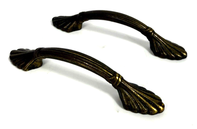 #ad Amerock 1333 Elegance Brass Cabinet Pull Handle Antiqued Set of 2 No Screws $22.95