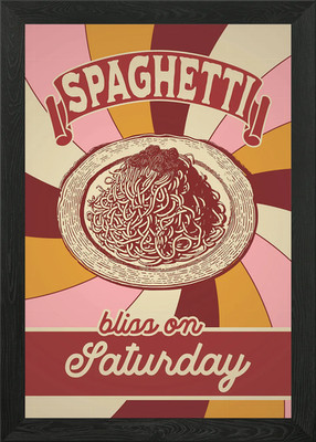 Gerahmtes Wandbild Spaghetti Samstag Küche Poster Leinwanddruck Bild