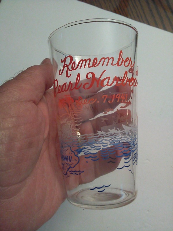 VTG Remember Pearl Harbor Dec 7 1941 Glass Tumbler WWII Patriotic USA