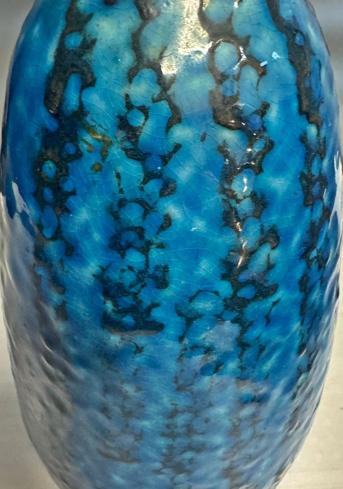 blaue Keramikvase * Scheurich * Lava Vase * 30 cm 60er 70er Jahre - Bild 3 von 4